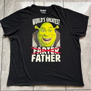 Shrek Dreamworks Mens Black "World's Greatest Father/Farter" Graphic T-Shirt 3XL